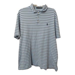 Polo by Ralph Lauren Blue Striped Short Sleeve Cotton Polo Shirt Mens XL